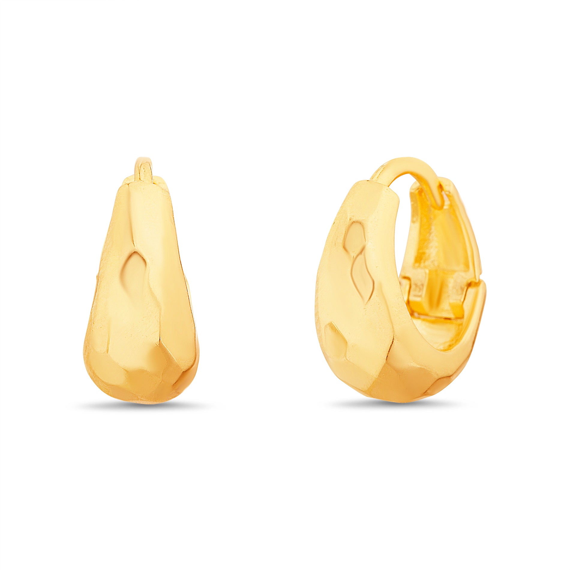 Hammered Gold Huggies